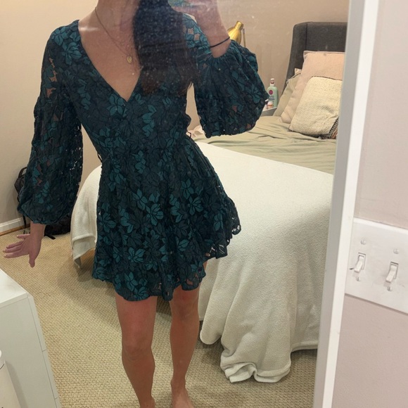 Showpo Teal Floral Mini Dress - Picture 2 of 9